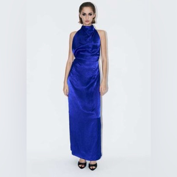 open back dress zw collection Zara ZW COLLECTION SATIN EFFECT HALTER DRESS at Mall of America in Bloomington, MN